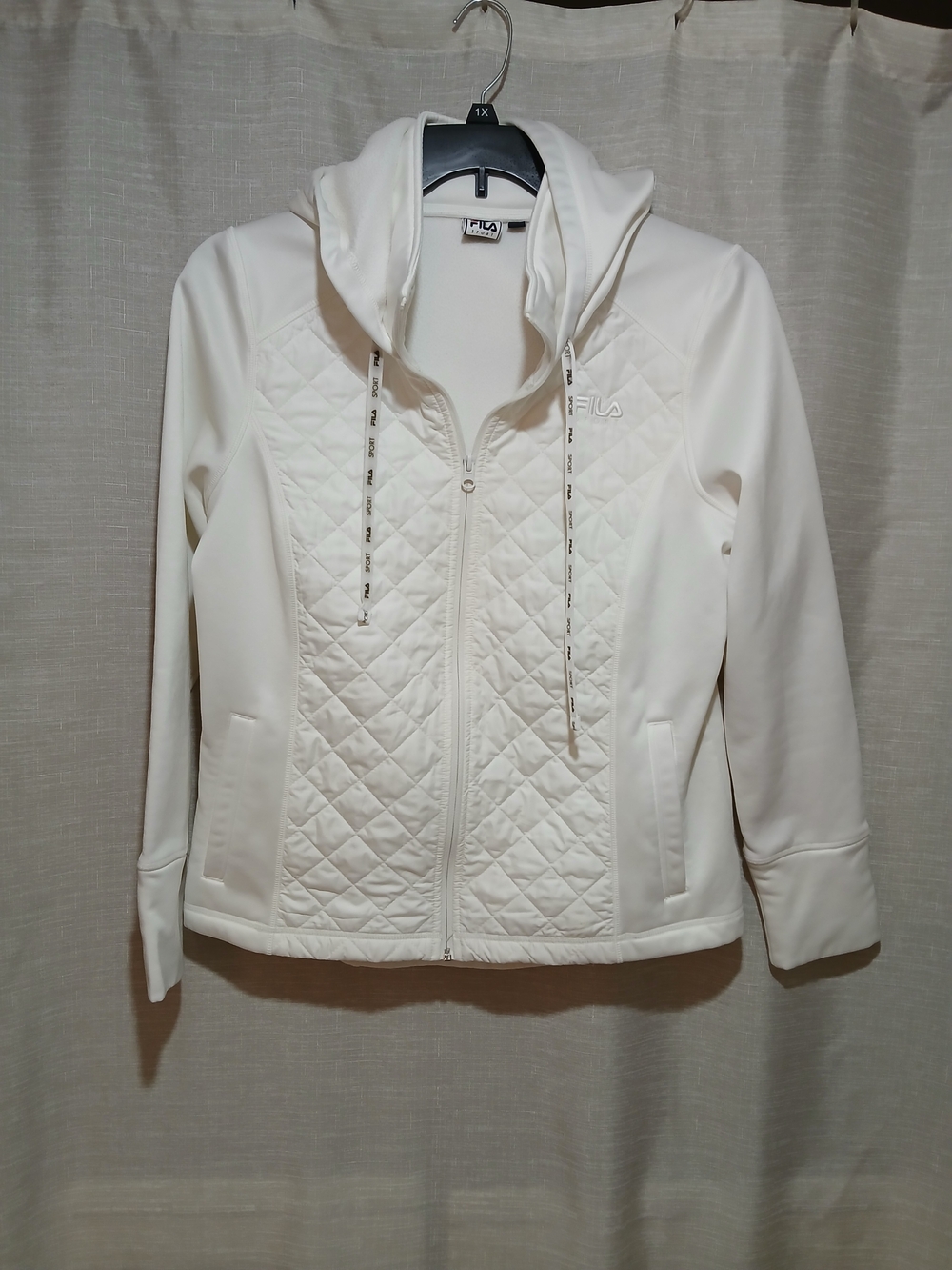 Fila White Quilted Hooded Jacket